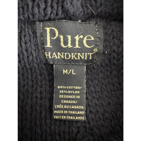 Pure Handknit Sz M/L Lagenlook Sleeveless Cowl Neck Tunic Sweater Big Pockets - Picture 6 of 8